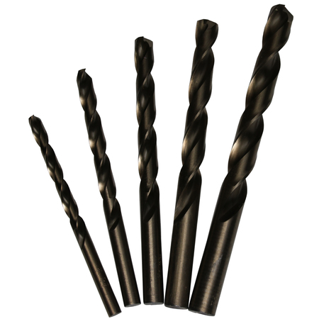 DRILL AMERICA 1/4" - 1/2" Cobalt Heavy Duty Jobber Length Drill Bit Set, Number of Pieces: 5 POUDWDCOJ